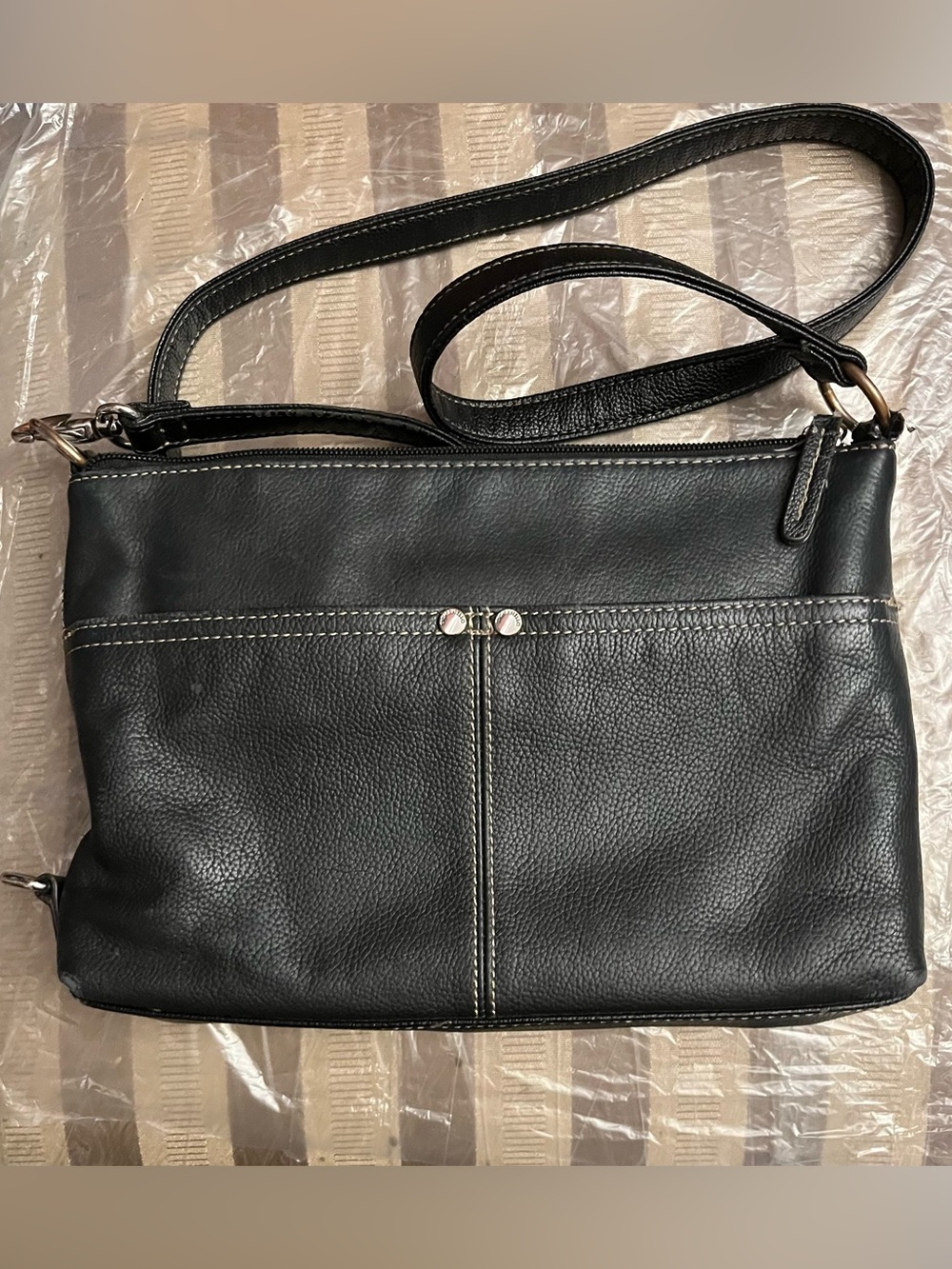 TIGNANELLO-Classic Black Leather Crossbody Bag -